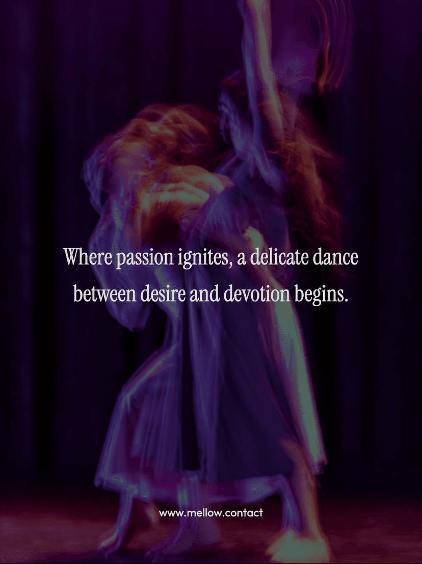 Where passion ignites, a delicate dance between desire and devotion begins.